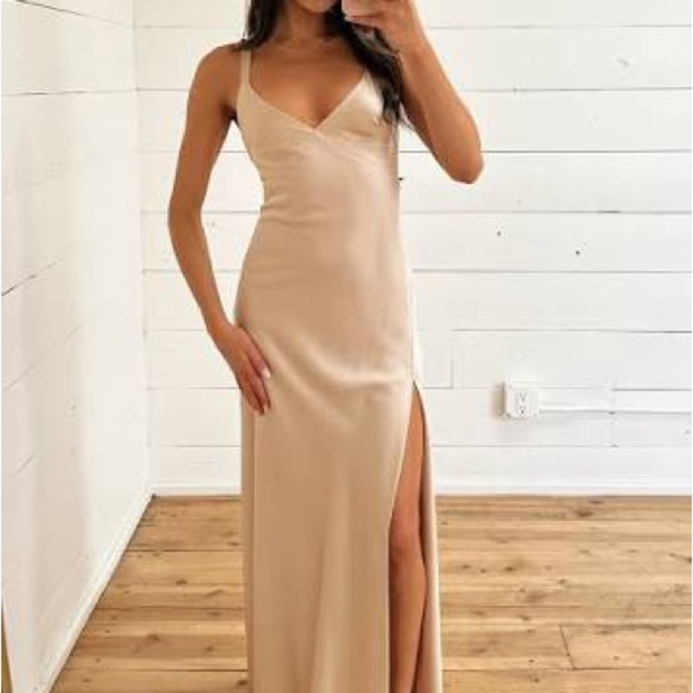 Show Me Your MuMu Anderson Dress Champagne Luxe Satin